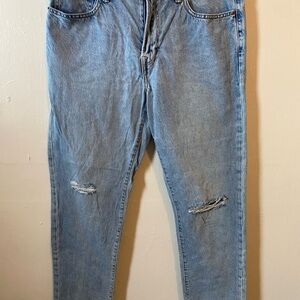 GAP Denim Straight Taper Jeans Men’s 33x32 Light Wash Distressed Cotton